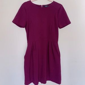 Madewell purple fit & flare dress with pockets size 6